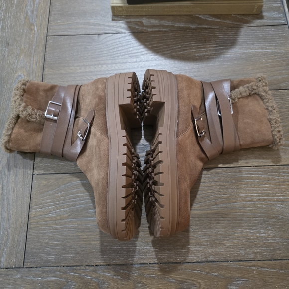 Laurie Felt Suede Shearling Buckle Boots, Women's Size 8.5 - Picture 6 of 9